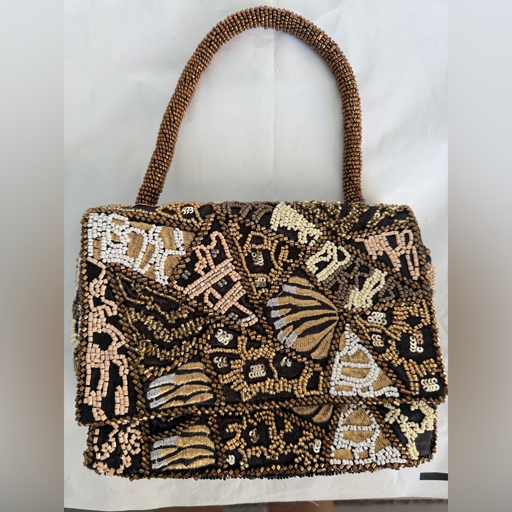 Beaded Multicolor Floral Evening Handbag